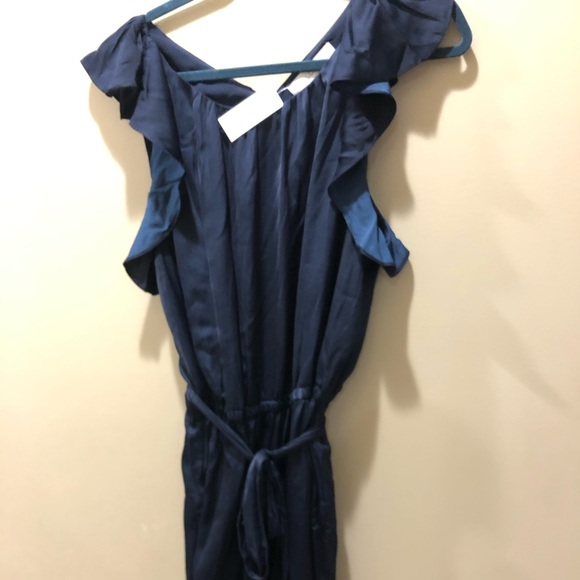 Loft Navy Flutter Sleeve Wide Leg Jumpsuit NWT - Picture 3 of 4